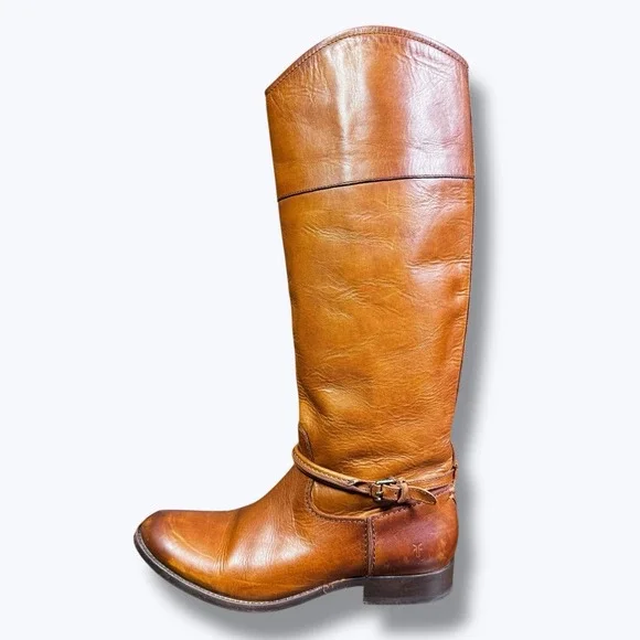 Frye Melissa Seam Boots distressed caramel color - Picture 12 of 15